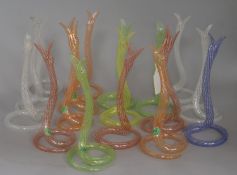 A collection of glass studio, snakes and vase