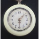 A 20th century Swiss 800 standard silver gilt and enamel keyless fob watch, with Arabic dial and