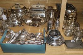 A large quantity of silver plate and silver dwarf candlesticks