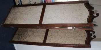 An Edwardian inlaid mahogany three fold draught screen (a.f.), H.187cm