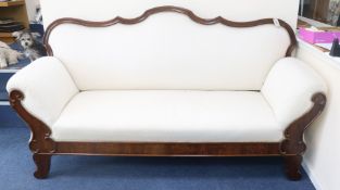 A 19th century German mahogany upholstered settee, W.200cm