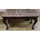A marble top hall table, W.108cm