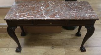 A marble top hall table, W.108cm