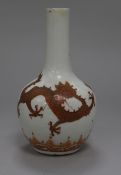 A Chinese iron-red enamelled 'dragon' vase, late 19th Century