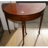 A mahogany inlaid card table, W.76cm