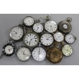 Fourteen assorted pocket watches including silver.