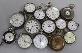 Fourteen assorted pocket watches including silver.