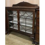 A 1920's china display cabinet, W.123cm