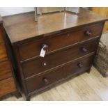 A Victorian mahogany chest of three drawers, W.95cm