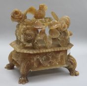 An Alabaster carved casket