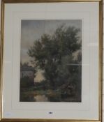 W. H. Wilkinson, pair of watercolours, river landscapes, 54 x 42cm