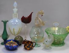 Mixed Italian and other studio glass Venetian, Salviati etc