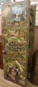 A Victorian four fold scrapwork screen, H.183cm