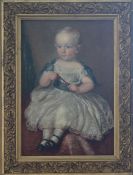 Oil on canvas, portrait of an infant, 30 x 21cm