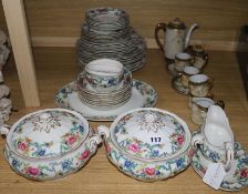 A Booths "Floradora" pattern part dinner service, including a pair of lidded vegetable tureens