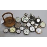 Eighteen assorted pocket and fob watches including silver and a military pocket watch by