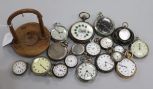 Eighteen assorted pocket and fob watches including silver and a military pocket watch by