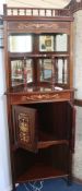 An Edwardian mahogany and marquetry corner cupboard, H.172cm