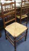 Six rush seat spindle back chairs