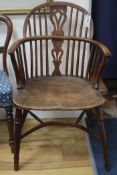 A yew wood Windsor chair