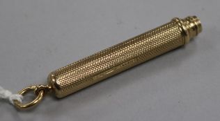 A 1920's engine turned 9ct gold overlaid propelling pencil by Sampson Mordan & Co.