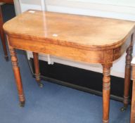 A Regency mahogany card table, W.92cm