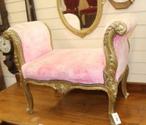 A gilt frame upholstered Regency window seat W.90cm