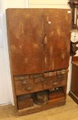 A tool cabinet with old tools, H.162cm