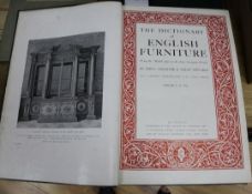 Macquoid, Percy - The Dictionary of English Furniture, 3 vols, folio, original cloth - rubbed and