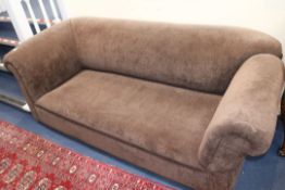 A drop end upholstered Chesterfield settee, W.190cm