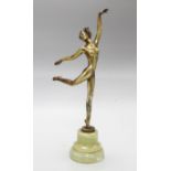 Josef Lorenzl (1892-1950) a patinated bronze figure of a dancer 34cm including green onyx base