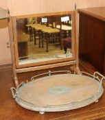 A toilet mirror and tray W.45cm & W.55cm