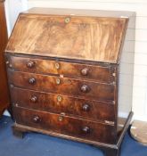 A George III mahogany bureau, W.94cm