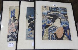 Three Kunisada woodblock prints
