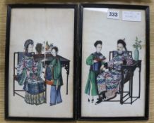 Three Oriental pith paintings