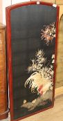 A two panelled Japanese silk embroidered screen, H.136cm