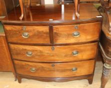 A Regency mahogany bowfronted chest of drawers, W.102cm