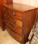 A 19th century mahogany bow front chest of drawers, W.106cm