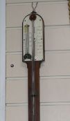A Victorian rosewood stick barometer with ivory vernier scale, H.90cm