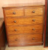 A Victorian mahogany round cornered chest of drawers, W.103cm