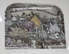 Graham Clarke, two prints, Vita's White Garden and Crabbers Retreat largest 38 x 46cm