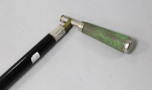 A shagreen 'telescope' walking stick