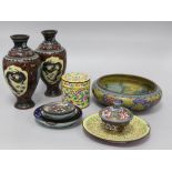 A group of cloisonne enamels and canton enamels