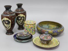 A group of cloisonne enamels and canton enamels