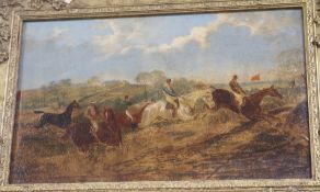 Follower of Henry Alken (1785-1851), oil on canvas, A Steeple Chase, 24 x 39cm