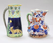 A Victorian majolica jug and Mason's jug