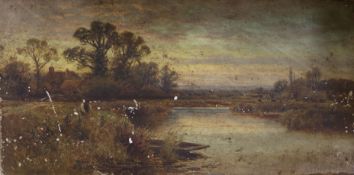 Alfred Augustus Glendening (1840-1910), oil on canvas, initialled AAG and dated '89, 20 x 45cm