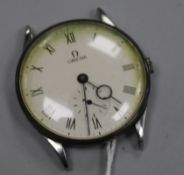 A gentleman's early 1940's stainless steel Omega manual wind wrist watch with Roman dial and