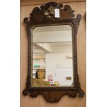 A George III fretted mahogany mirror, H.75cm