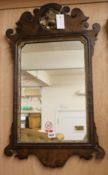 A George III fretted mahogany mirror, H.75cm